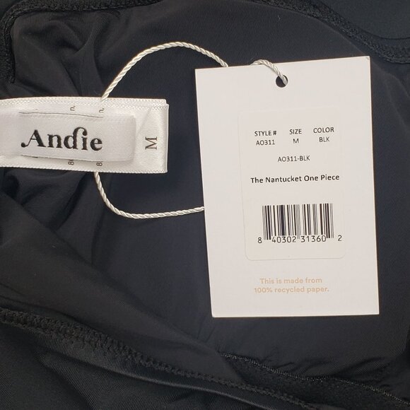 Andie Swim Nantucket One-Piece Swimsuit Black One-Shoulder NWT - Pick Your Size - Picture 4 of 16